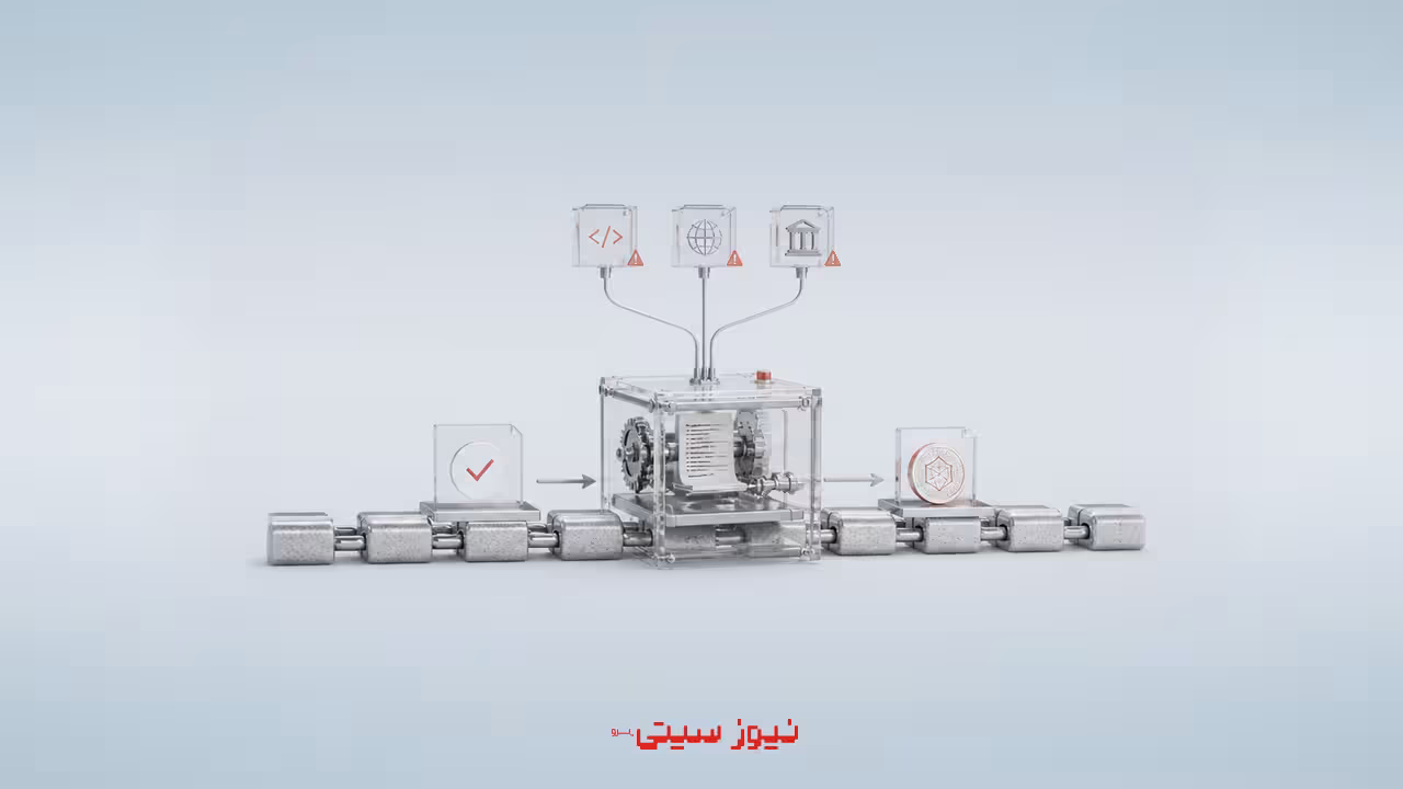 تصویر مفهومی Smart Contract و اجرای کد روی بلاکچین