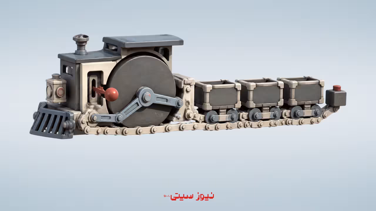 لوکوموتیو مینیاتوری گرافیتی با چرخ بزرگ نماد Coin و سه واگن متصل